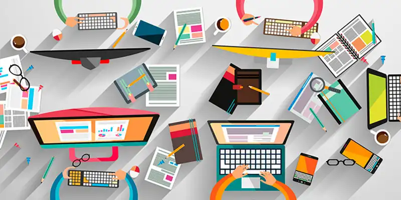 laptops social media digital online agencia de marketing illustration