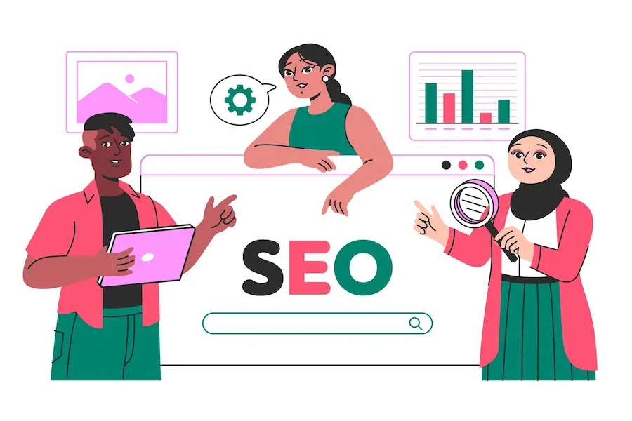 tres personas creaando estrategias de seo 